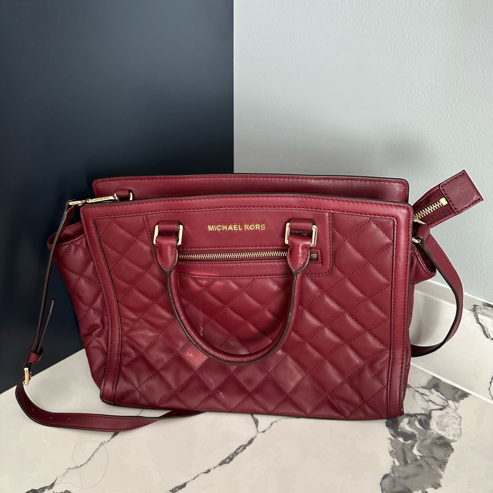 Michael Kors Quilted Red Satchel